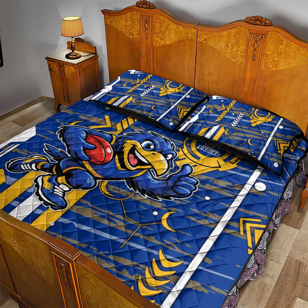 West Coast Eagles Quilt Bed Set Mascot Cartoon Football Illustration Style