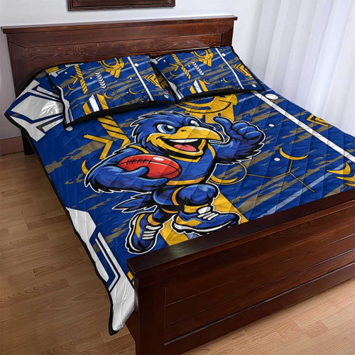 West Coast Eagles Quilt Bed Set Mascot Cartoon Football Illustration Style