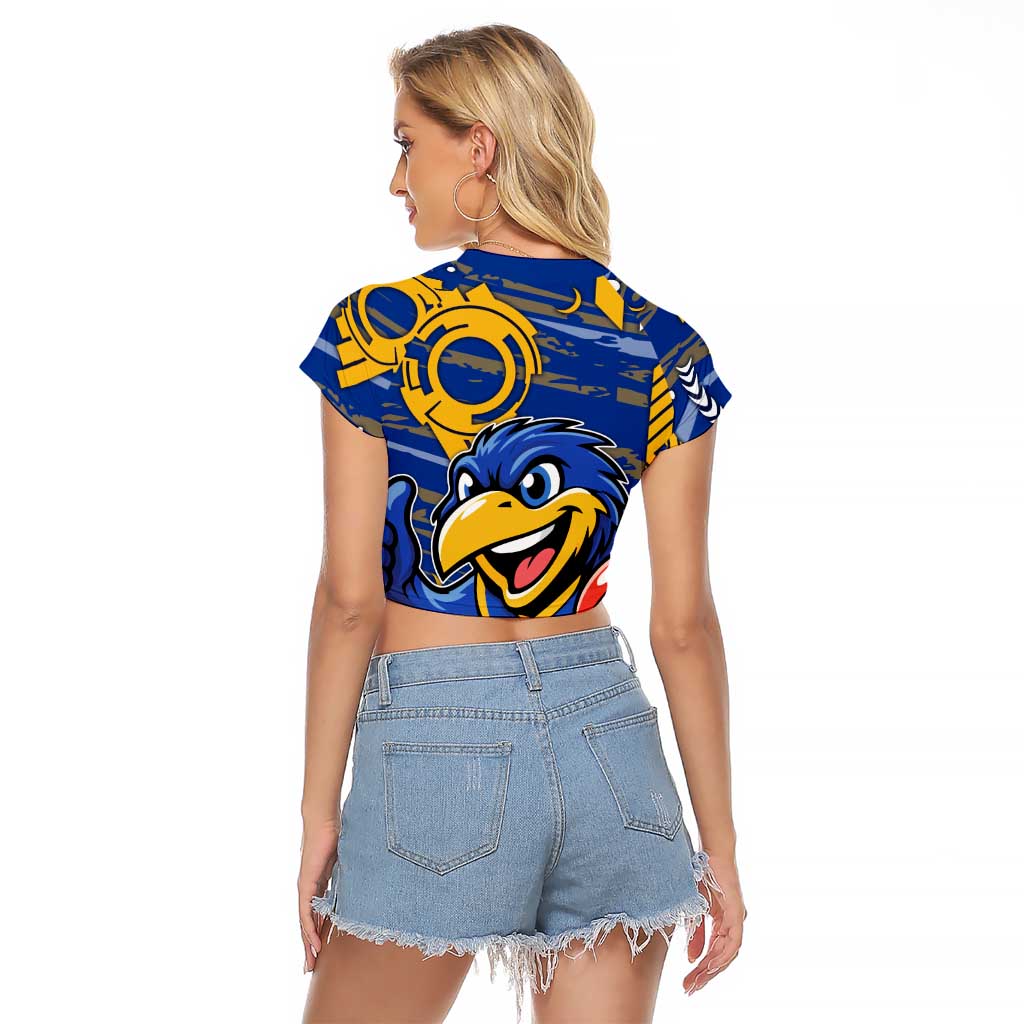 West Coast Eagles Raglan Cropped T Shirt Mascot Cartoon Football Illustration Style