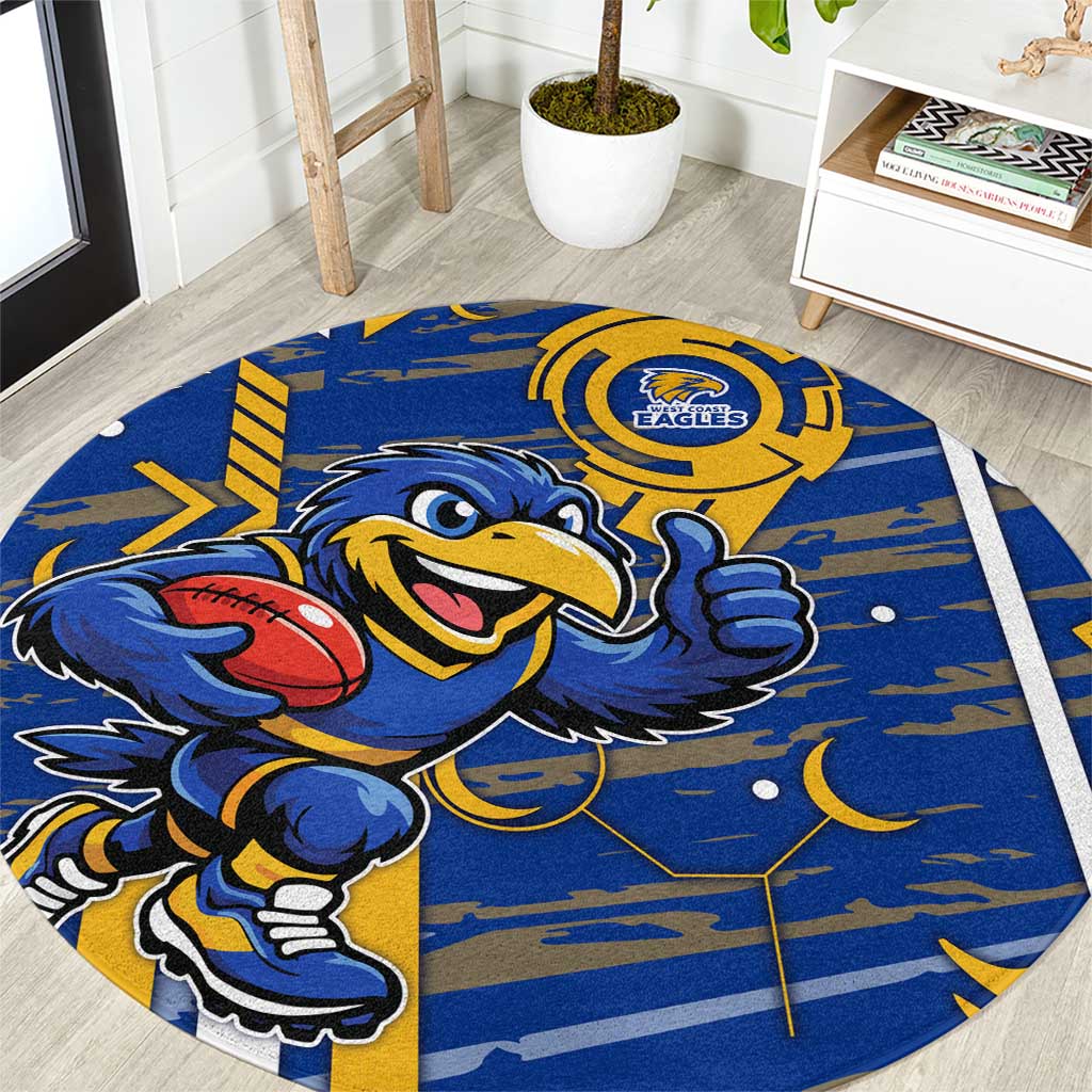 West Coast Eagles Round Carpet Mascot Cartoon Football Illustration Style