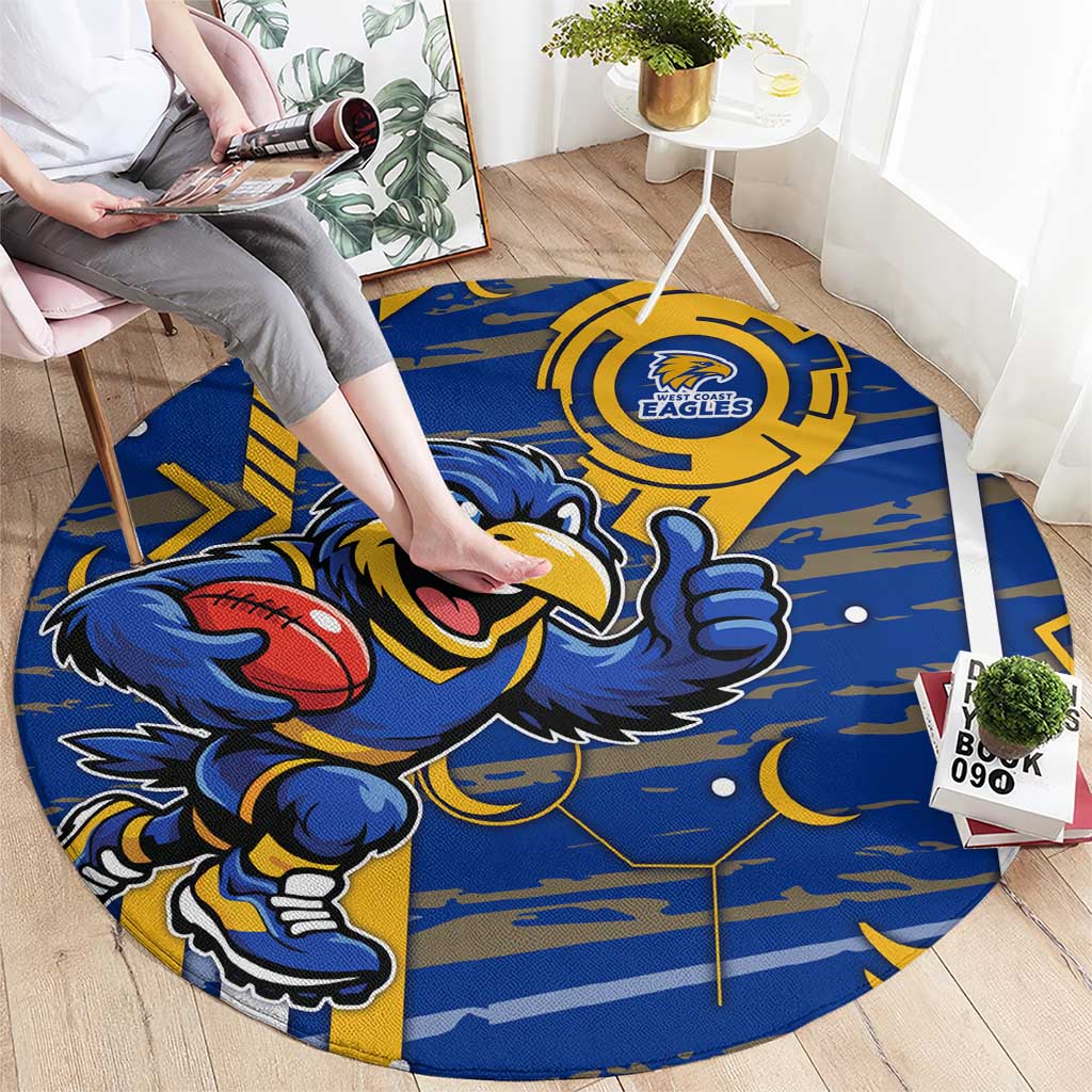 West Coast Eagles Round Carpet Mascot Cartoon Football Illustration Style