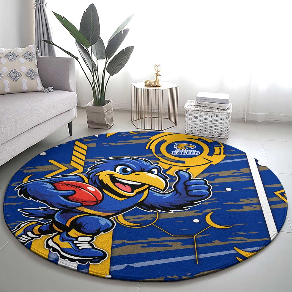 West Coast Eagles Round Carpet Mascot Cartoon Football Illustration Style