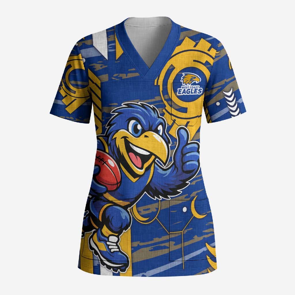 West Coast Eagles Scrub Top Mascot Cartoon Football Illustration Style