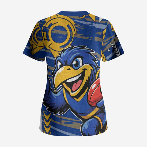 West Coast Eagles Scrub Top Mascot Cartoon Football Illustration Style