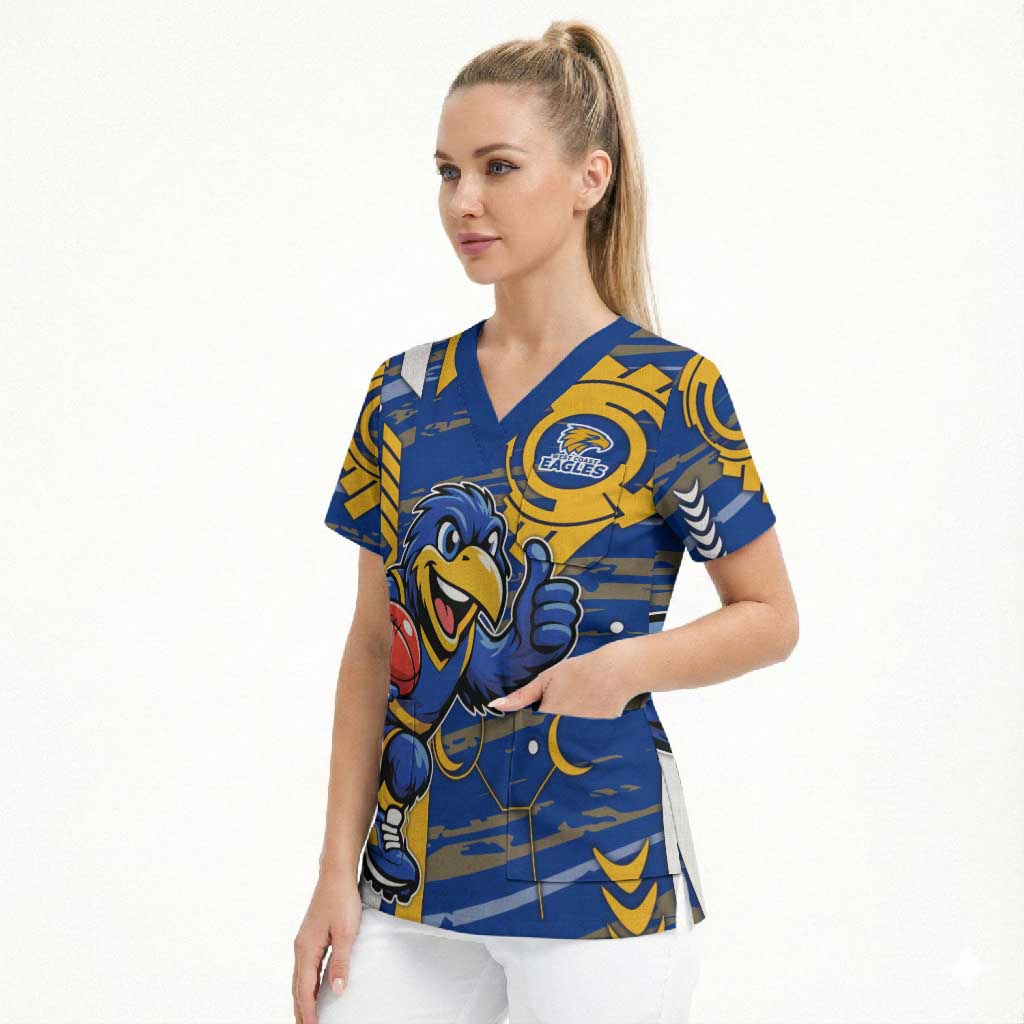 West Coast Eagles Scrub Top Mascot Cartoon Football Illustration Style