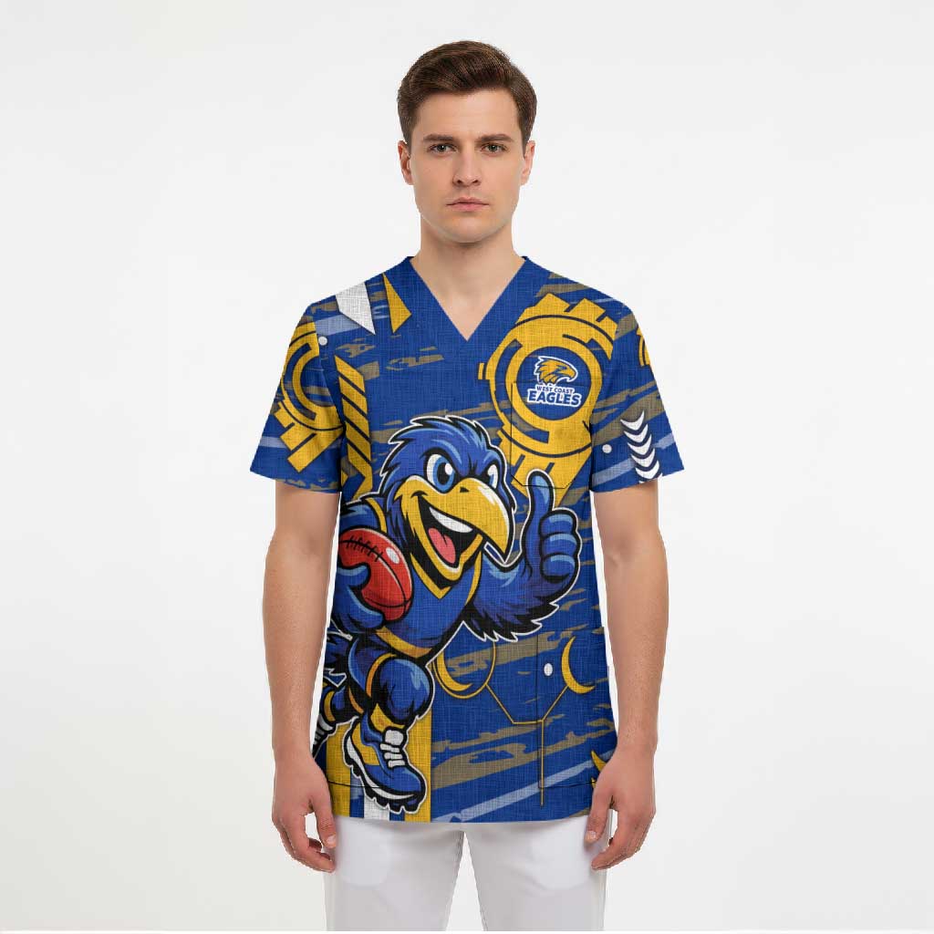 West Coast Eagles Scrub Top Mascot Cartoon Football Illustration Style