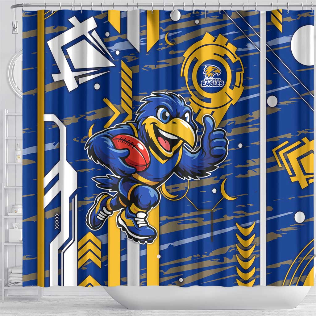 West Coast Eagles Shower Curtain Mascot Cartoon Football Illustration Style