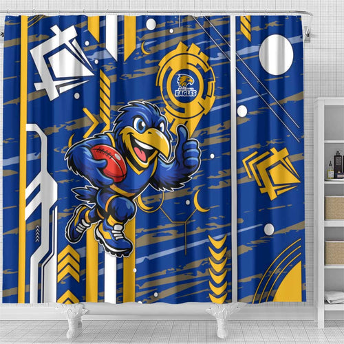West Coast Eagles Shower Curtain Mascot Cartoon Football Illustration Style