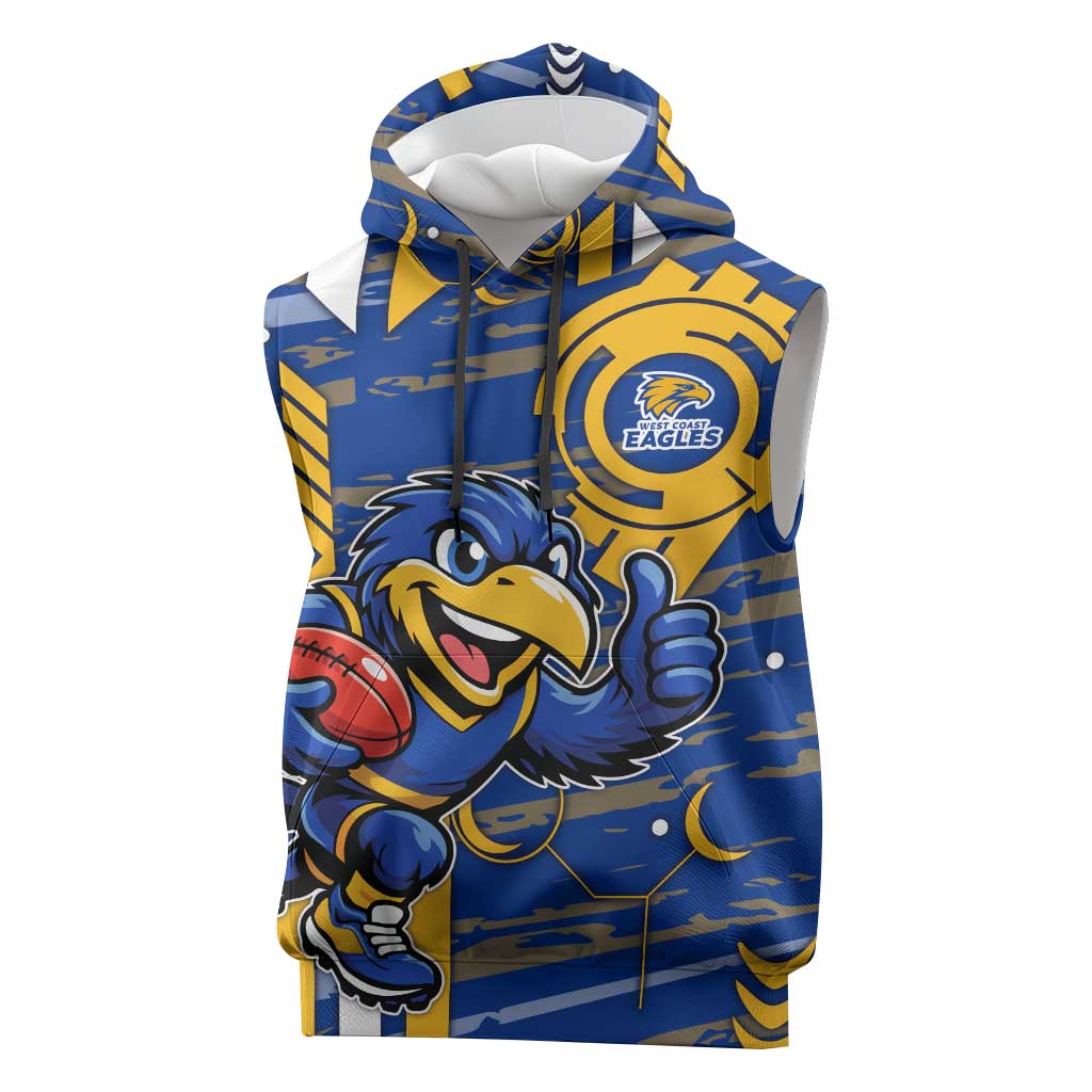 West Coast Eagles Sleeveless Hoodie Mascot Cartoon Football Illustration Style