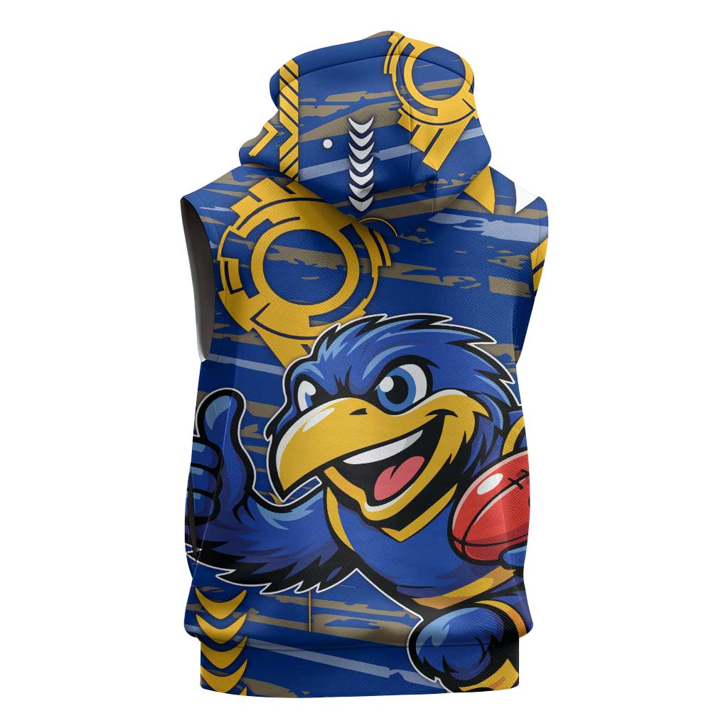 West Coast Eagles Sleeveless Hoodie Mascot Cartoon Football Illustration Style