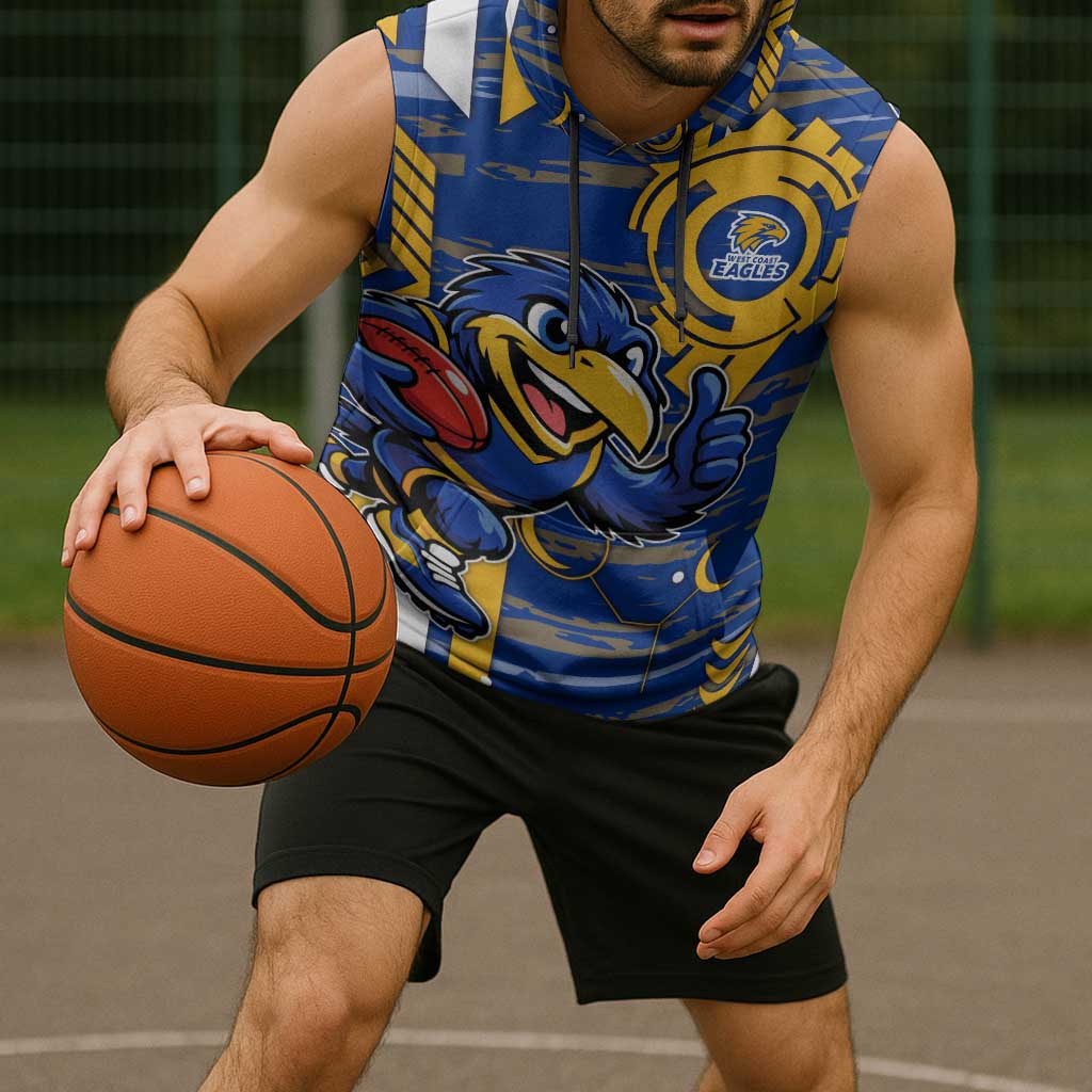 West Coast Eagles Sleeveless Hoodie Mascot Cartoon Football Illustration Style