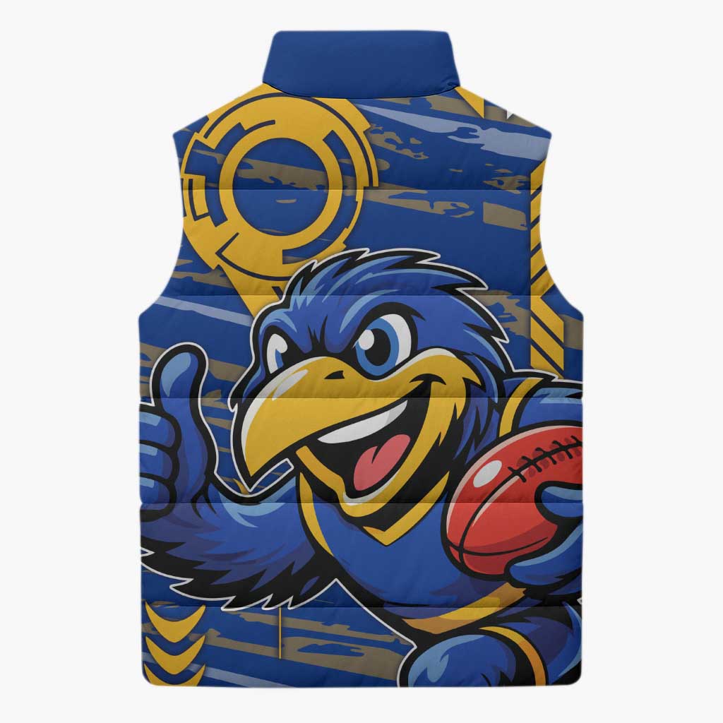 West Coast Eagles Sleeveless Puffer Jacket Mascot Cartoon Football Illustration Style