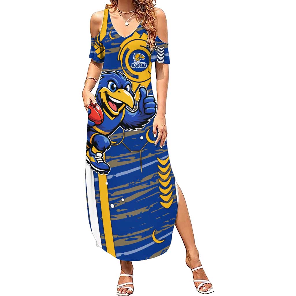 West Coast Eagles Summer Maxi Dress Mascot Cartoon Football Illustration Style