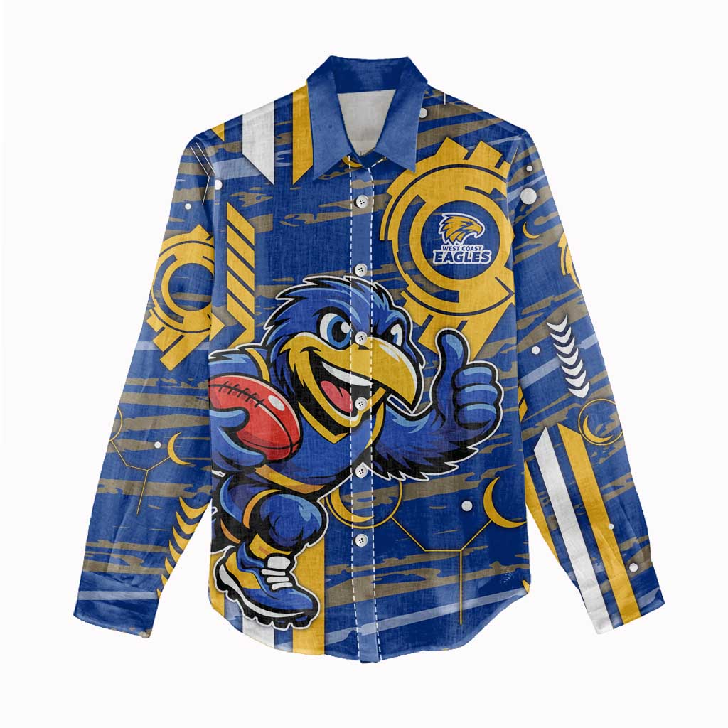 West Coast Eagles Women Casual Shirt Mascot Cartoon Football Illustration Style