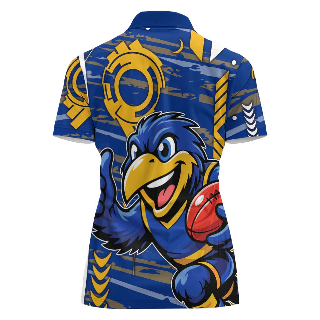 West Coast Eagles Women Polo Shirt Mascot Cartoon Football Illustration Style