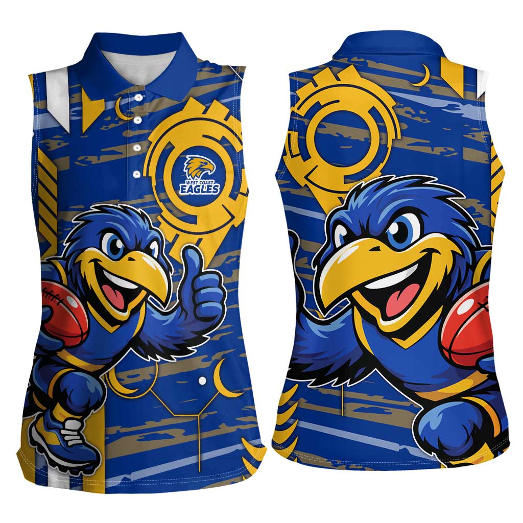West Coast Eagles Women Sleeveless Polo Shirt Mascot Cartoon Football Illustration Style