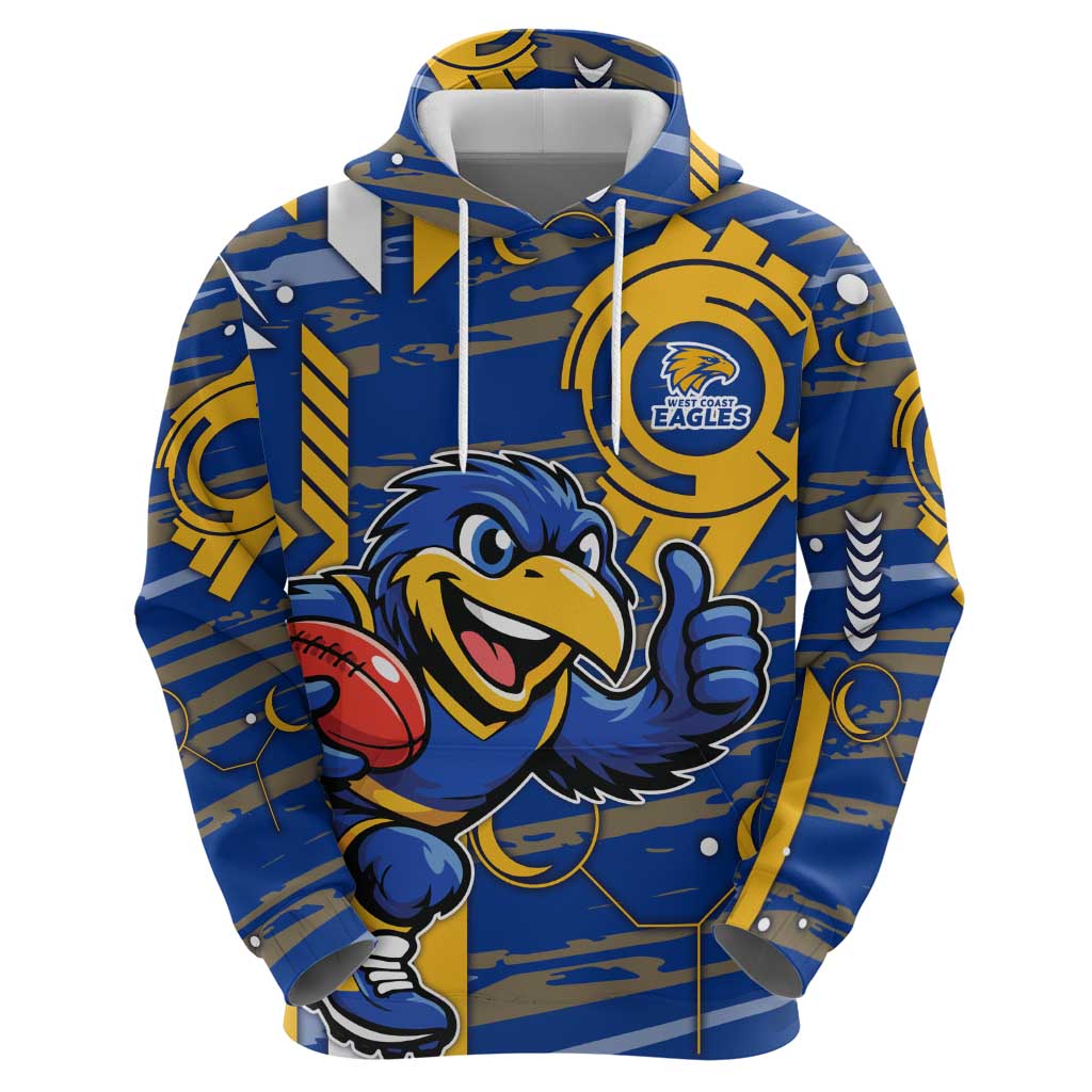 West Coast Eagles Zip Hoodie Mascot Cartoon Football Illustration Style