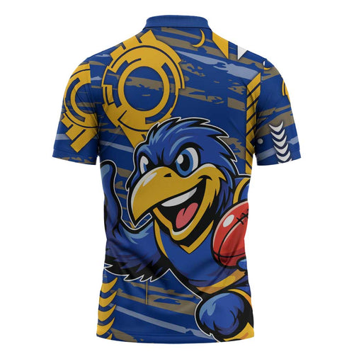 West Coast Eagles Zipper Polo Shirt Mascot Cartoon Football Illustration Style