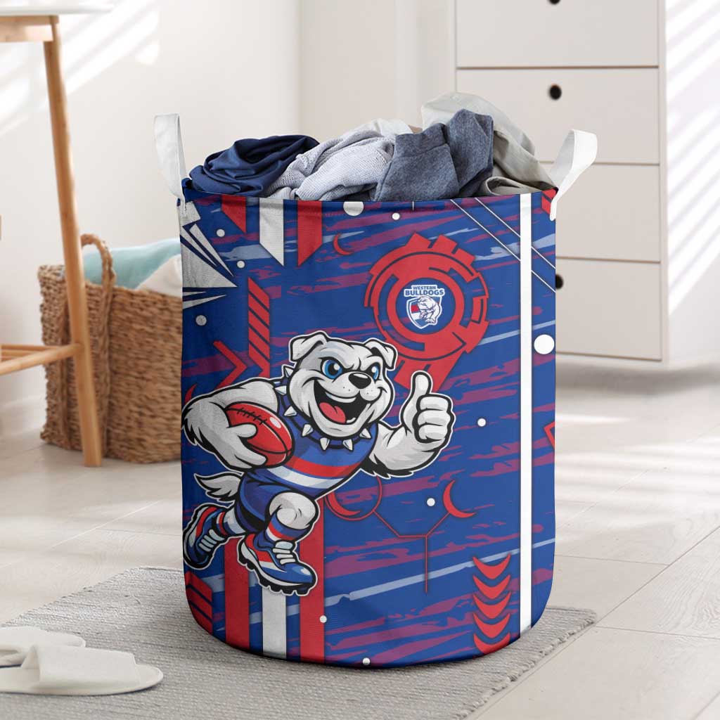 Western Bulldogs Laundry Basket Mascot Cartoon Football Illustration Style