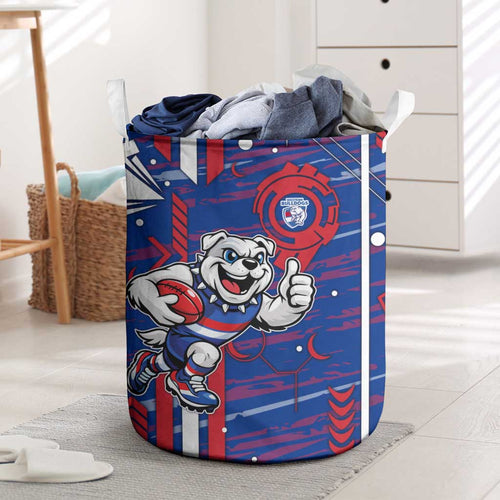 Western Bulldogs Laundry Basket Mascot Cartoon Football Illustration Style