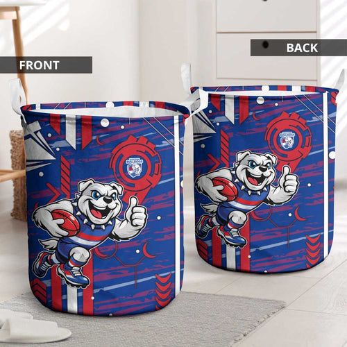 Western Bulldogs Laundry Basket Mascot Cartoon Football Illustration Style