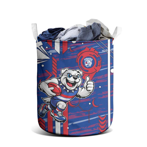 Western Bulldogs Laundry Basket Mascot Cartoon Football Illustration Style