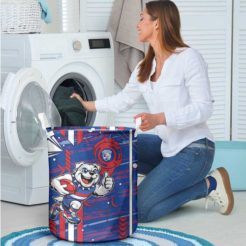 Western Bulldogs Laundry Basket Mascot Cartoon Football Illustration Style