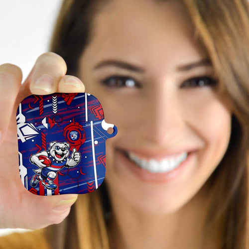 Western Bulldogs AirPods Case Mascot Cartoon Football Illustration Style
