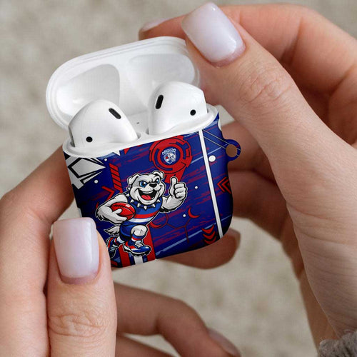 Western Bulldogs AirPods Case Mascot Cartoon Football Illustration Style