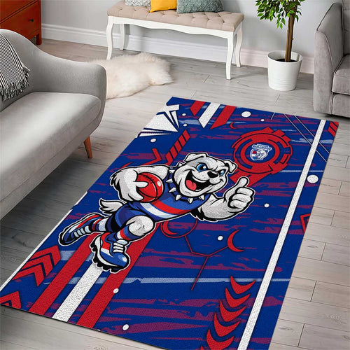 Western Bulldogs Area Rug Mascot Cartoon Football Illustration Style