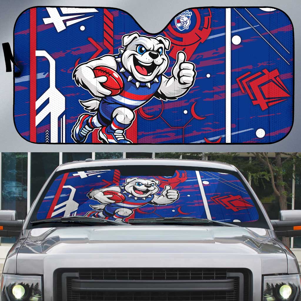 Western Bulldogs Auto Sun Shade Mascot Cartoon Football Illustration Style
