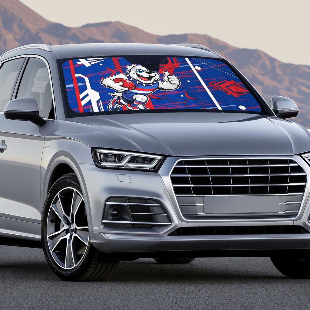 Western Bulldogs Auto Sun Shade Mascot Cartoon Football Illustration Style