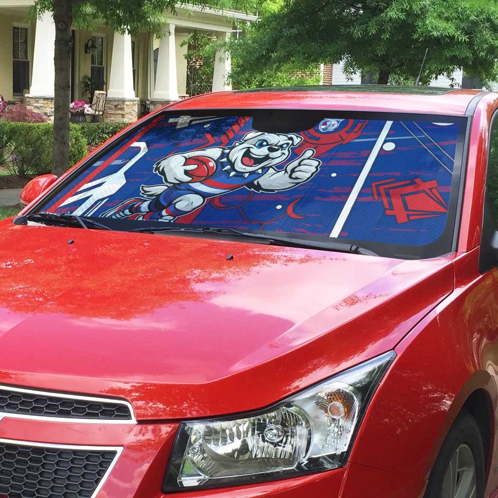 Western Bulldogs Auto Sun Shade Mascot Cartoon Football Illustration Style
