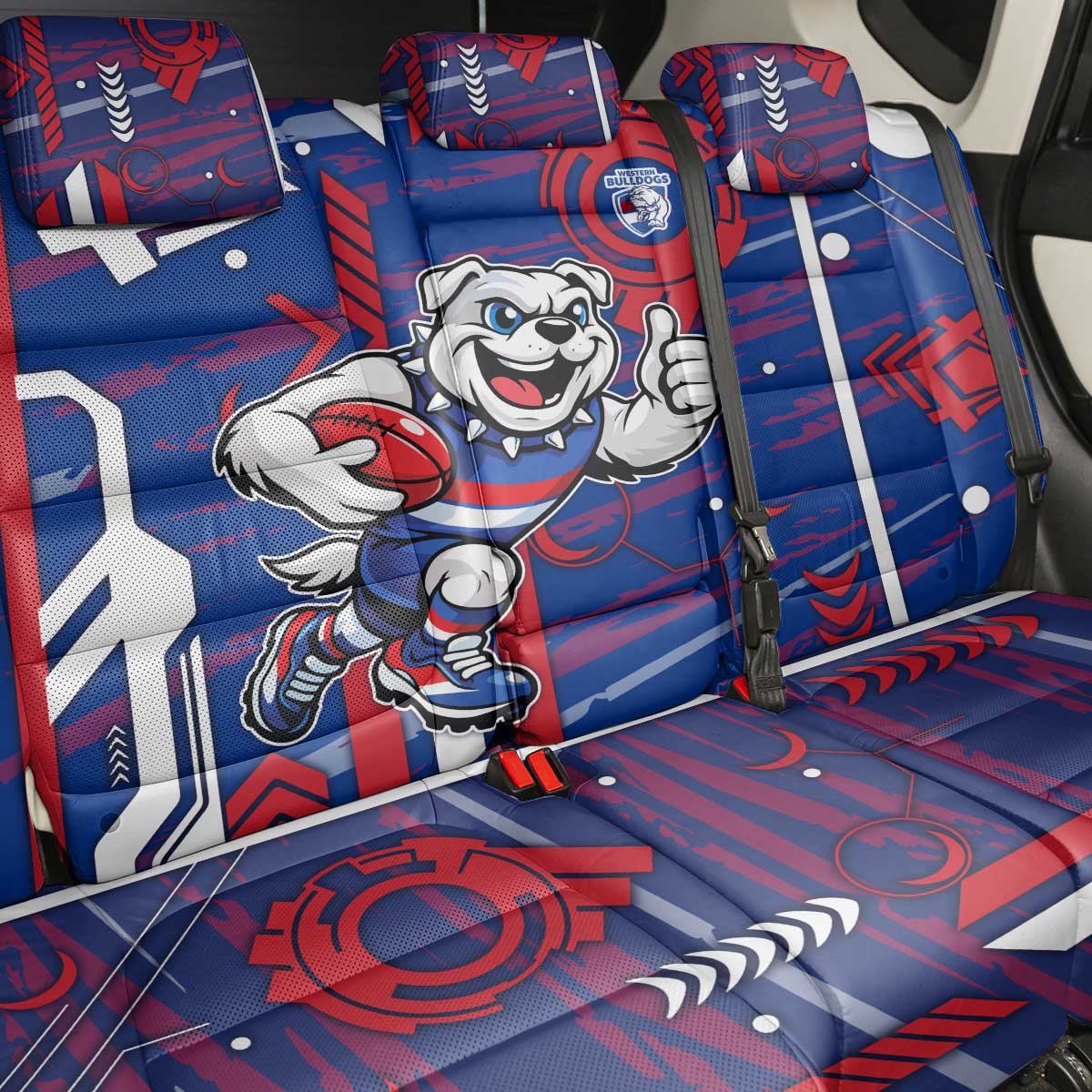 Western Bulldogs Back Car Seat Cover Mascot Cartoon Football Illustration Style