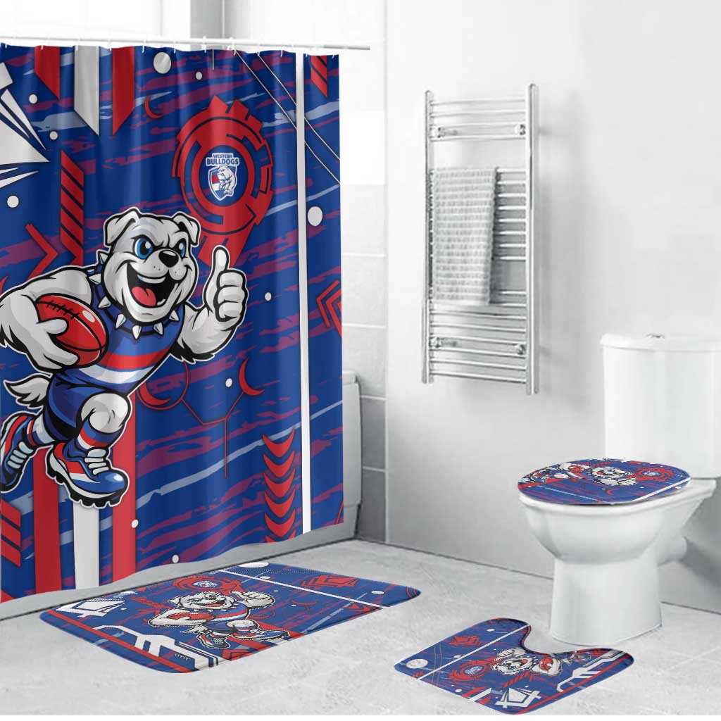 Western Bulldogs Bathroom Set Mascot Cartoon Football Illustration Style