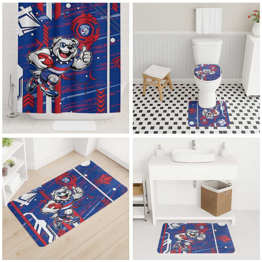 Western Bulldogs Bathroom Set Mascot Cartoon Football Illustration Style