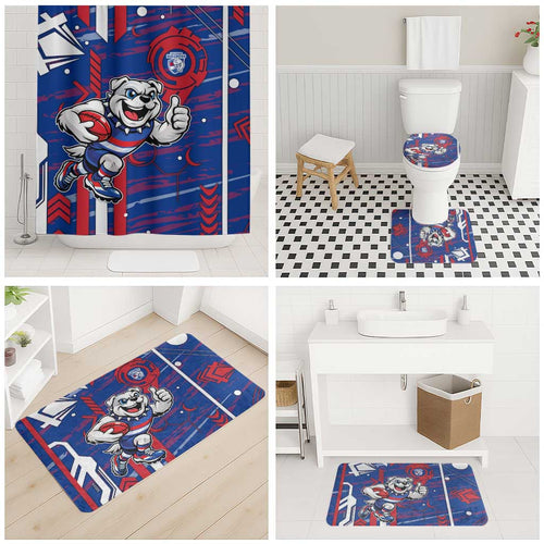 Western Bulldogs Bathroom Set Mascot Cartoon Football Illustration Style