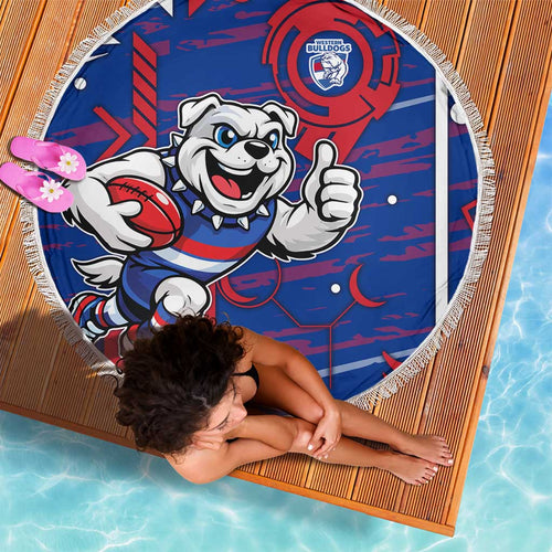 Western Bulldogs Beach Blanket Mascot Cartoon Football Illustration Style