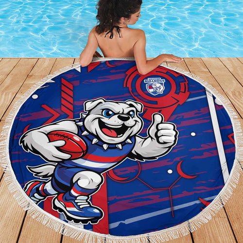 Western Bulldogs Beach Blanket Mascot Cartoon Football Illustration Style