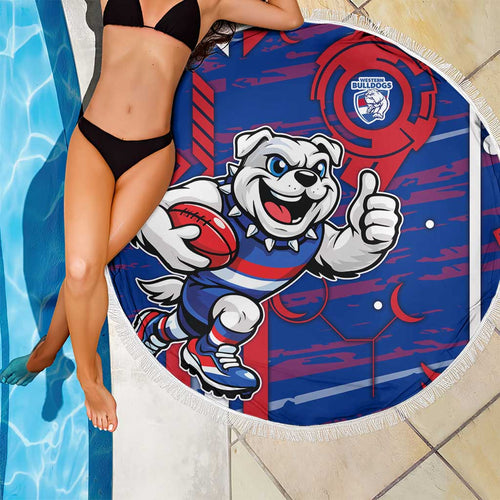 Western Bulldogs Beach Blanket Mascot Cartoon Football Illustration Style