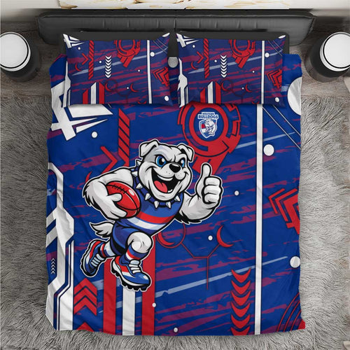 Western Bulldogs Bedding Set Mascot Cartoon Football Illustration Style
