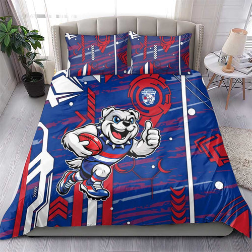Western Bulldogs Bedding Set Mascot Cartoon Football Illustration Style