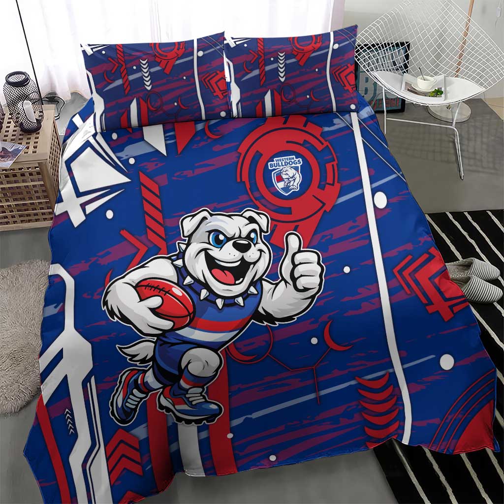 Western Bulldogs Bedding Set Mascot Cartoon Football Illustration Style