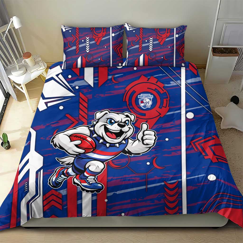 Western Bulldogs Bedding Set Mascot Cartoon Football Illustration Style