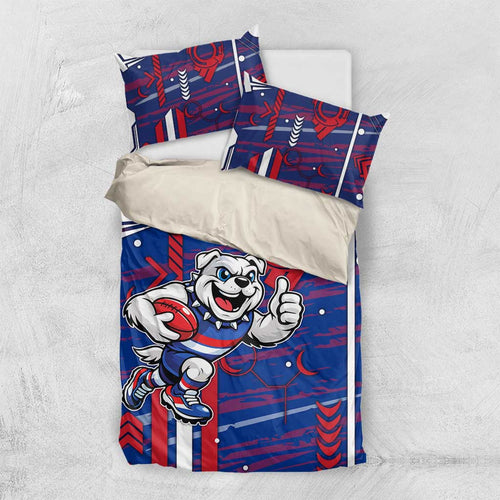 Western Bulldogs Bedding Set Mascot Cartoon Football Illustration Style
