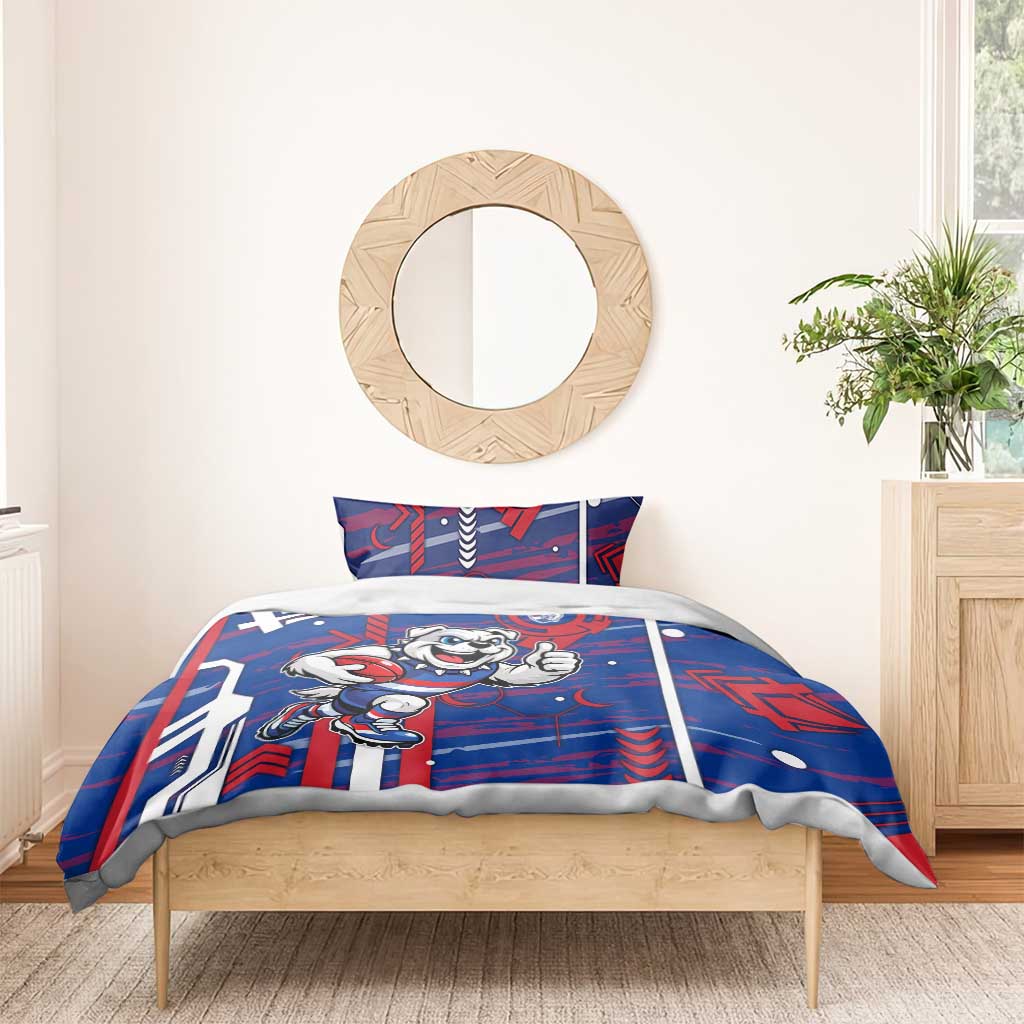 Western Bulldogs Bedding Set Mascot Cartoon Football Illustration Style