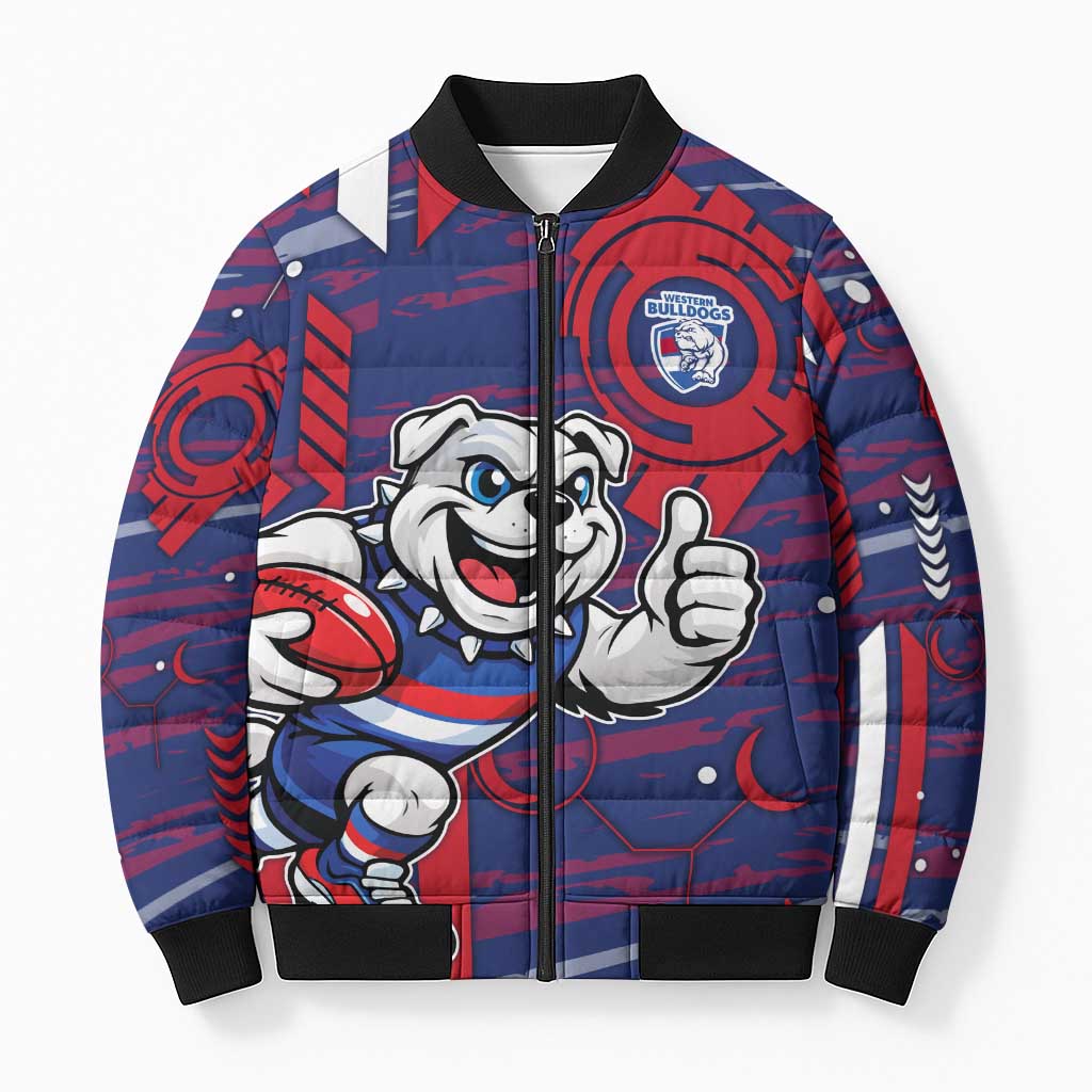 Western Bulldogs Bomber Puffer Jacket Mascot Cartoon Football Illustration Style