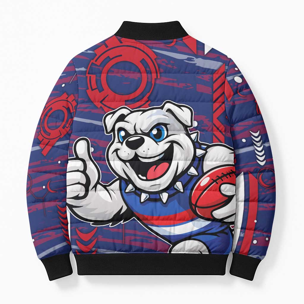 Western Bulldogs Bomber Puffer Jacket Mascot Cartoon Football Illustration Style