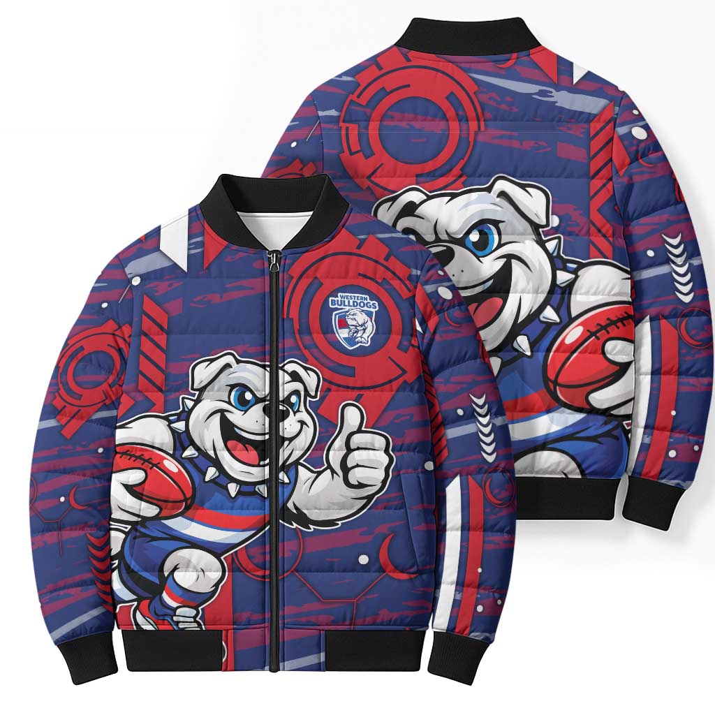 Western Bulldogs Bomber Puffer Jacket Mascot Cartoon Football Illustration Style