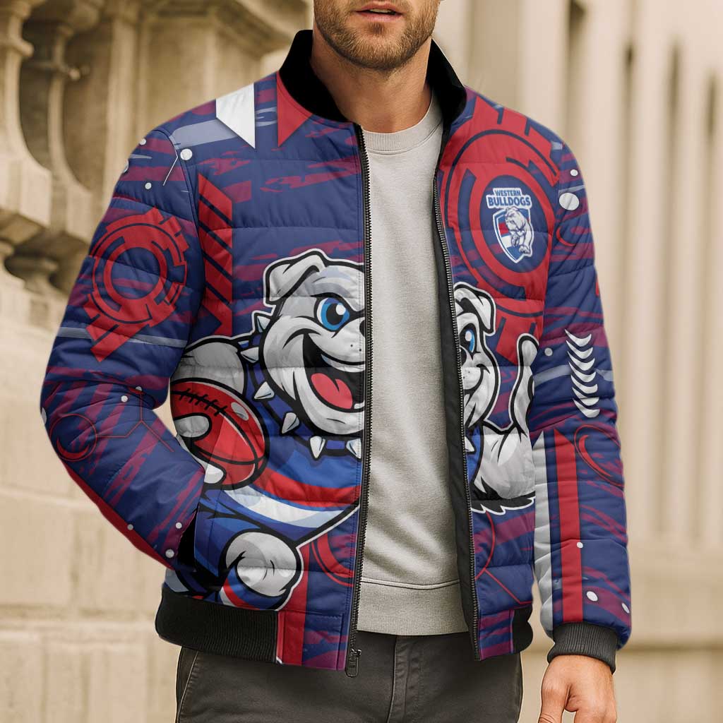 Western Bulldogs Bomber Puffer Jacket Mascot Cartoon Football Illustration Style